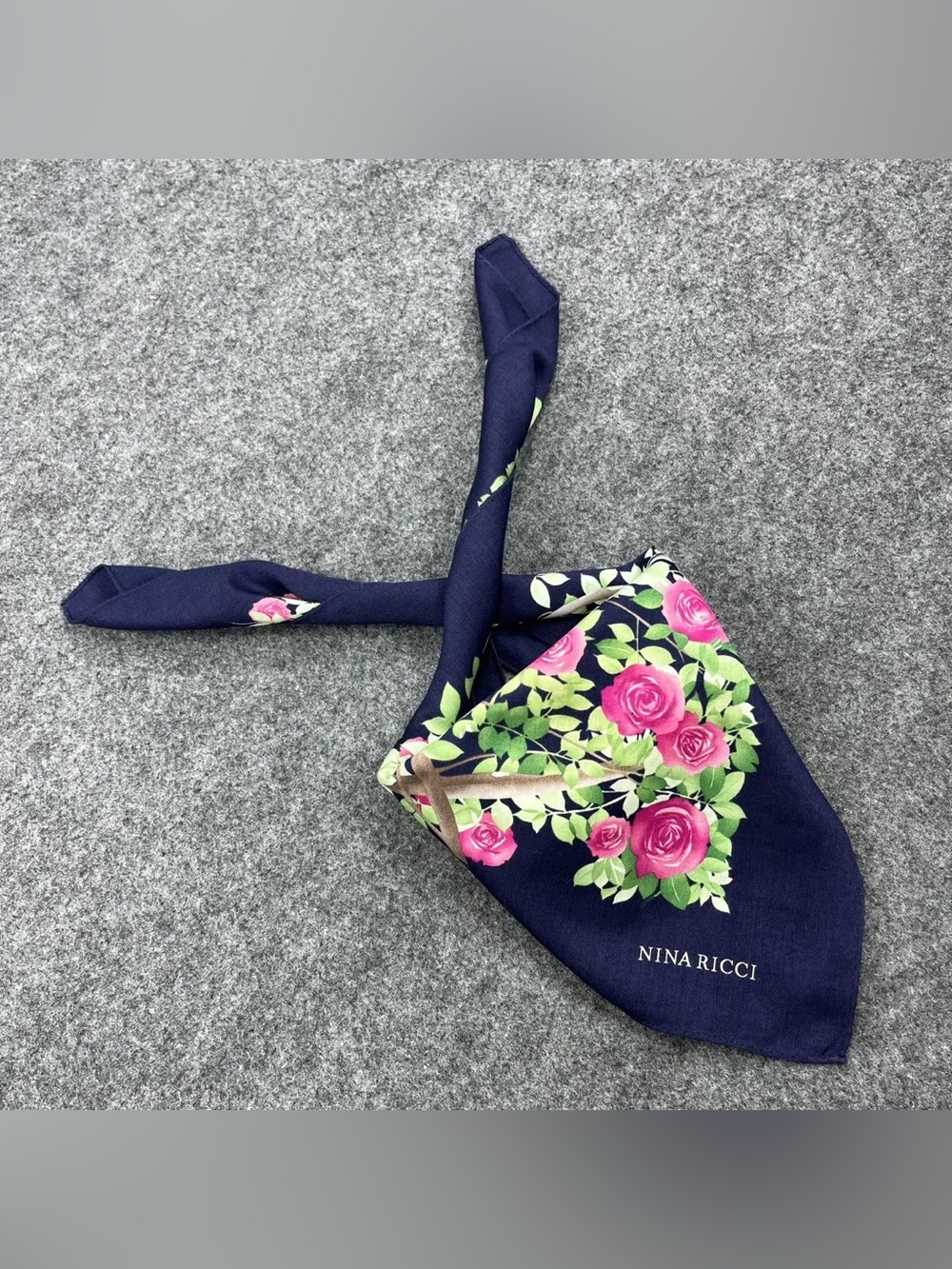 Nina Ricci Floral Handkerchief Bandana Neckerchief Scarf Silk?